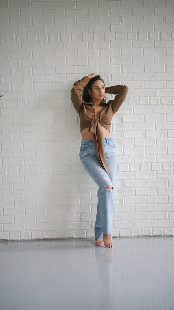 Nia Long Sleeve Wrap Around Blouse